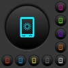 Mobile display brightness dark push buttons with color icons - Mobile display brightness dark push buttons with vivid color icons on dark grey background