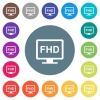 Full HD display flat white icons on round color backgrounds. 17 background color variations are included. - Full HD display flat white icons on round color backgrounds