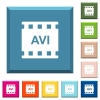 AVI movie format white icons on edged square buttons in various trendy colors - AVI movie format white icons on edged square buttons