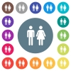 Male and female sign flat white icons on round color backgrounds - Male and female sign flat white icons on round color backgrounds. 17 background color variations are included.