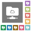 Cloud FTP square flat icons - Cloud FTP flat icons on simple color square backgrounds