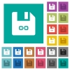 Symbolic link file square flat multi colored icons - Symbolic link file multi colored flat icons on plain square backgrounds. Included white and darker icon variations for hover or active effects.