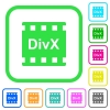 DivX movie format vivid colored flat icons - DivX movie format vivid colored flat icons in curved borders on white background