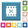 Cut movie white icons on edged square buttons - Cut movie white icons on edged square buttons in various trendy colors