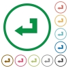 Return key flat color icons in round outlines on white background - Return key flat icons with outlines