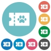 pet shop discount coupon flat round icons - pet shop discount coupon flat white icons on round color backgrounds