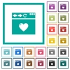 Browser favorite flat color icons with quadrant frames - Browser favorite flat color icons with quadrant frames on white background