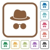 Incognito with glasses simple icons - Incognito with glasses simple icons in color rounded square frames on white background