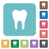 Single tooth white flat icons on color rounded square backgrounds - Single tooth rounded square flat icons