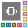 Smartphone vibration square flat icons - Smartphone vibration flat icons on simple color square backgrounds