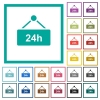 hanging table with 24h flat color icons with quadrant frames on white background - hanging table with 24h flat color icons with quadrant frames