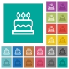 Birthday cake square flat multi colored icons - Birthday cake multi colored flat icons on plain square backgrounds. Included white and darker icon variations for hover or active effects.