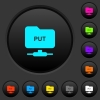 FTP put dark push buttons with color icons - FTP put dark push buttons with vivid color icons on dark grey background