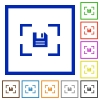 Camera save image flat color icons in square frames on white background - Camera save image flat framed icons