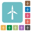 Wind turbine white flat icons on color rounded square backgrounds - Wind turbine rounded square flat icons