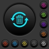 Undelete dark push buttons with vivid color icons on dark grey background - Undelete dark push buttons with color icons