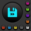 File fast forward dark push buttons with color icons - File fast forward dark push buttons with vivid color icons on dark grey background