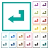 Return key flat color icons with quadrant frames on white background - Return key flat color icons with quadrant frames