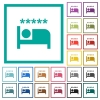 Luxury hotel flat color icons with quadrant frames on white background - Luxury hotel flat color icons with quadrant frames