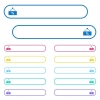hanging discount table icons in rounded color menu buttons. Left and right side icon variations. - hanging discount table icons in rounded color menu buttons