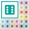 Dice six flat color icons with quadrant frames - Dice six flat color icons with quadrant frames on white background