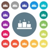 Winners podium with outside numbers flat white icons on round color backgrounds. 17 background color variations are included. - Winners podium with outside numbers flat white icons on round color backgrounds