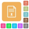 Upload document rounded square flat icons - Upload document flat icons on rounded square vivid color backgrounds.