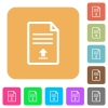 Upload document rounded square flat icons - Upload document flat icons on rounded square vivid color backgrounds.