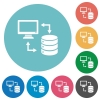 Syncronize data with database flat white icons on round color backgrounds - Syncronize data with database flat round icons