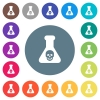 Dangerous chemical experiment flat white icons on round color backgrounds - Dangerous chemical experiment flat white icons on round color backgrounds. 17 background color variations are included.