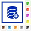 Database modules flat color icons in square frames on white background - Database modules flat framed icons