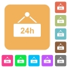 hanging table with 24h rounded square flat icons - hanging table with 24h flat icons on rounded square vivid color backgrounds.