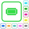 Ticket with straight edges vivid colored flat icons in curved borders on white background - Ticket with straight edges vivid colored flat icons