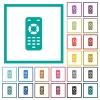 Remote control flat color icons with quadrant frames - Remote control flat color icons with quadrant frames on white background