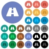 Road round flat multi colored icons - Road multi colored flat icons on round backgrounds. Included white, light and dark icon variations for hover and active status effects, and bonus shades on black backgounds.