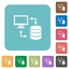 Syncronize data with database white flat icons on color rounded square backgrounds - Syncronize data with database rounded square flat icons