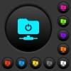 Logout from FTP dark push buttons with vivid color icons on dark grey background - Logout from FTP dark push buttons with color icons