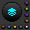 Layers dark push buttons with color icons - Layers dark push buttons with vivid color icons on dark grey background