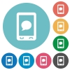 Mobile sms message flat white icons on round color backgrounds - Mobile sms message flat round icons