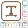 Adjust font width simple icons in color rounded square frames on white background - Adjust font width simple icons