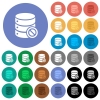 Disabled database round flat multi colored icons - Disabled database multi colored flat icons on round backgrounds. Included white, light and dark icon variations for hover and active status effects, and bonus shades.