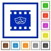 Theatrical movie flat color icons in square frames on white background - Theatrical movie flat framed icons