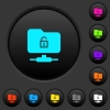 FTP unlock dark push buttons with vivid color icons on dark grey background - FTP unlock dark push buttons with color icons