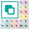 Subtract shapes flat color icons with quadrant frames on white background - Subtract shapes flat color icons with quadrant frames