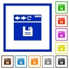 Browser save flat color icons in square frames on white background - Browser save flat framed icons