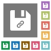 File attachment square flat icons - File attachment flat icons on simple color square backgrounds