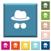 Incognito with glasses white icons on edged square buttons - Incognito with glasses white icons on edged square buttons in various trendy colors