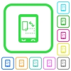 Change mobile display orientation vivid colored flat icons - Change mobile display orientation vivid colored flat icons in curved borders on white background