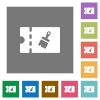 Paint shop discount coupon square flat icons - Paint shop discount coupon flat icons on simple color square backgrounds