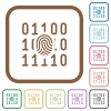 Digital fingerprint simple icons in color rounded square frames on white background - Digital fingerprint simple icons